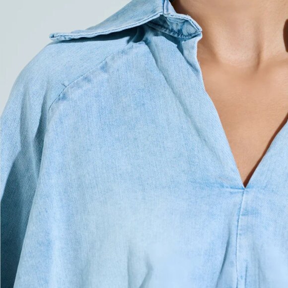 Akira Amelia Denim Hi Low Blouse - Picture 4 of 5